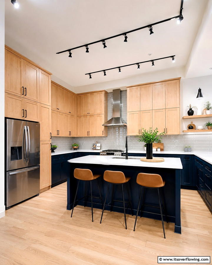 Two Tone Maple Cabinets for Contrast - 25 Maple Kitchen Cabinets Ideas for a Warm Look