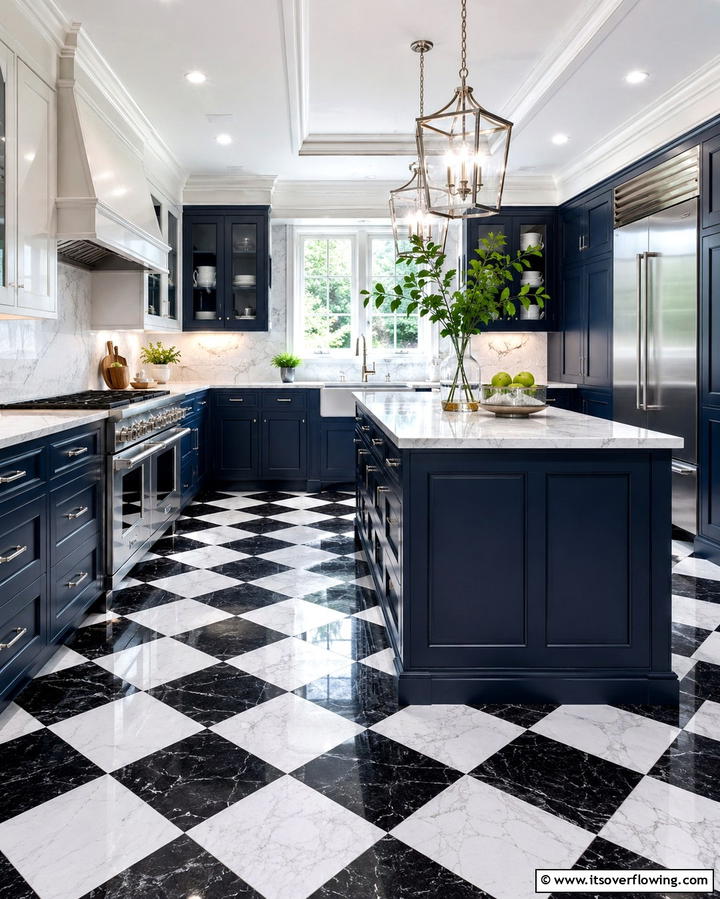 Two Tone Marble Flooring - 25 Marble Kitchen Floor Ideas for Timeless Elegance