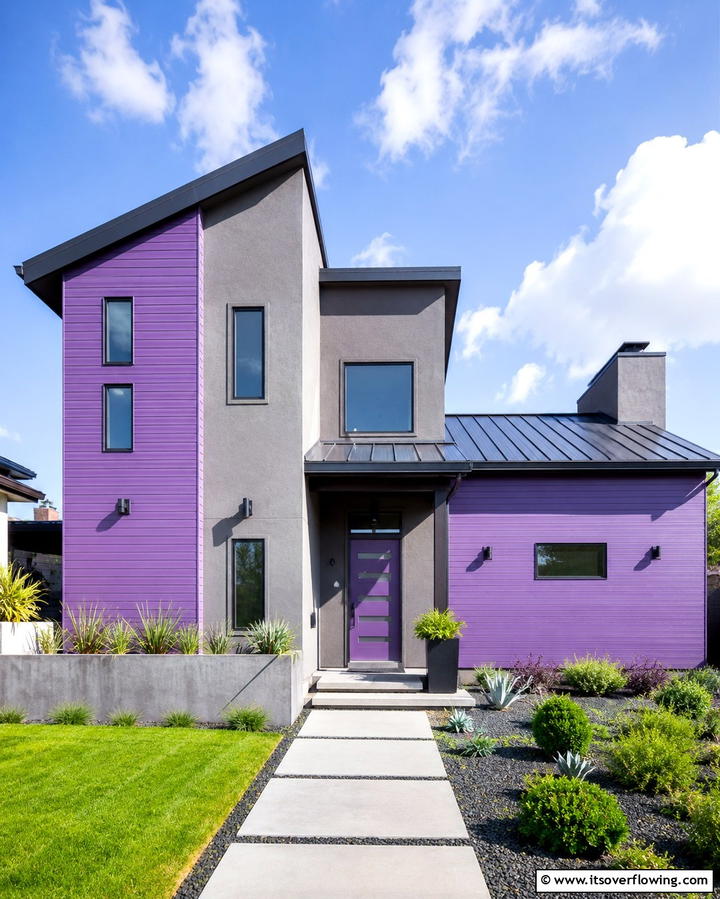 Two Tone Purple Exterior - 25 Purple House Exterior Ideas for a Unique Curb Appeal