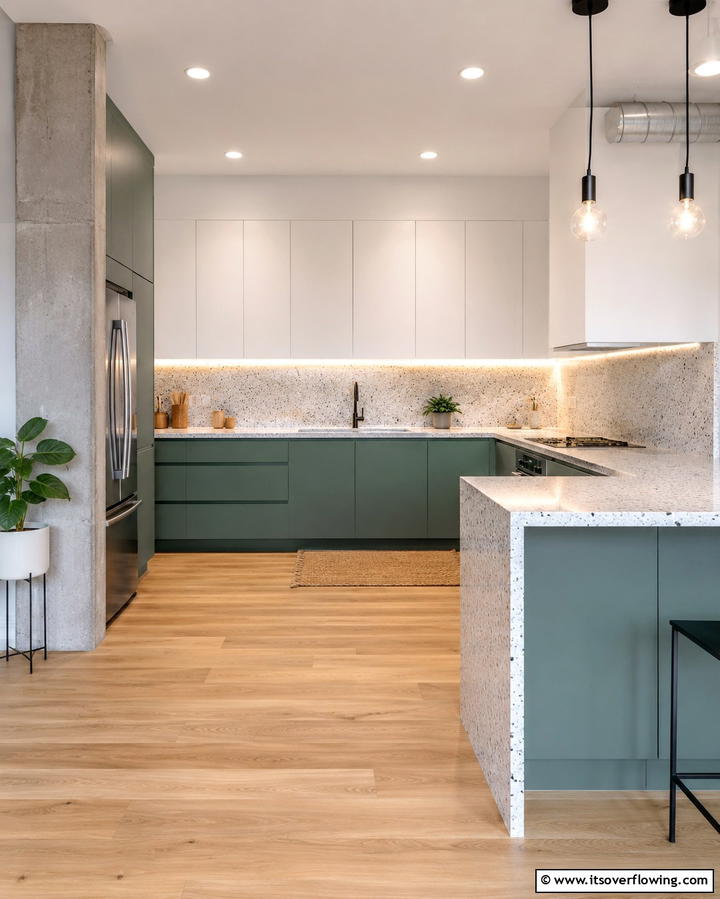 Two Tone Sage Green and White Cabinets - 25 Sage Green Kitchen Ideas for a Fresh and Inviting Space