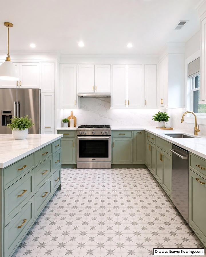 Two Tone Sage Green and White Color Scheme - 25 Sage Green Laundry Room Ideas for a Fresh Look