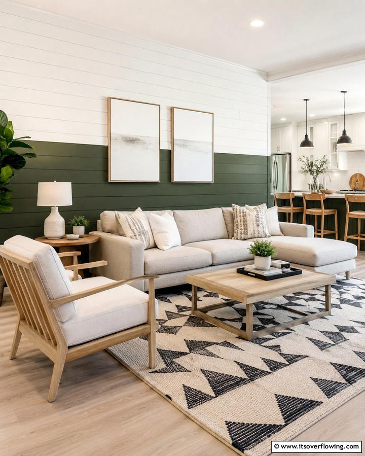 Two Tone Shiplap Walls - 25 Shiplap Living Room Ideas for a Rustic Charm