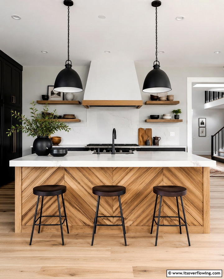 Two Tone Shiplap for Added Contrast - 25 Shiplap Kitchen Island Ideas for a Farmhouse Feel
