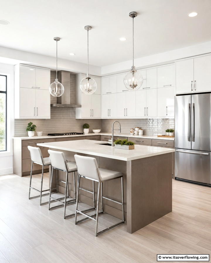 Two Tone Taupe and White Cabinets - 30 Stunning Taupe Kitchen Cabinet Designs for Modern Homes