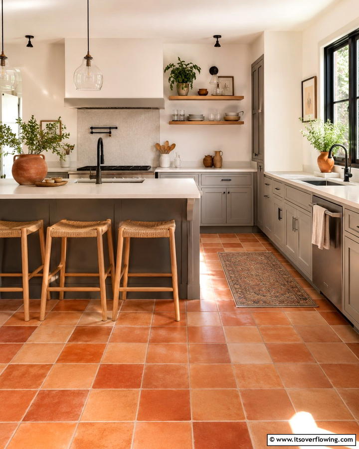 Two Tone Terracotta Floors - 25 Terracotta Kitchen Floor Ideas for a Rustic Charm