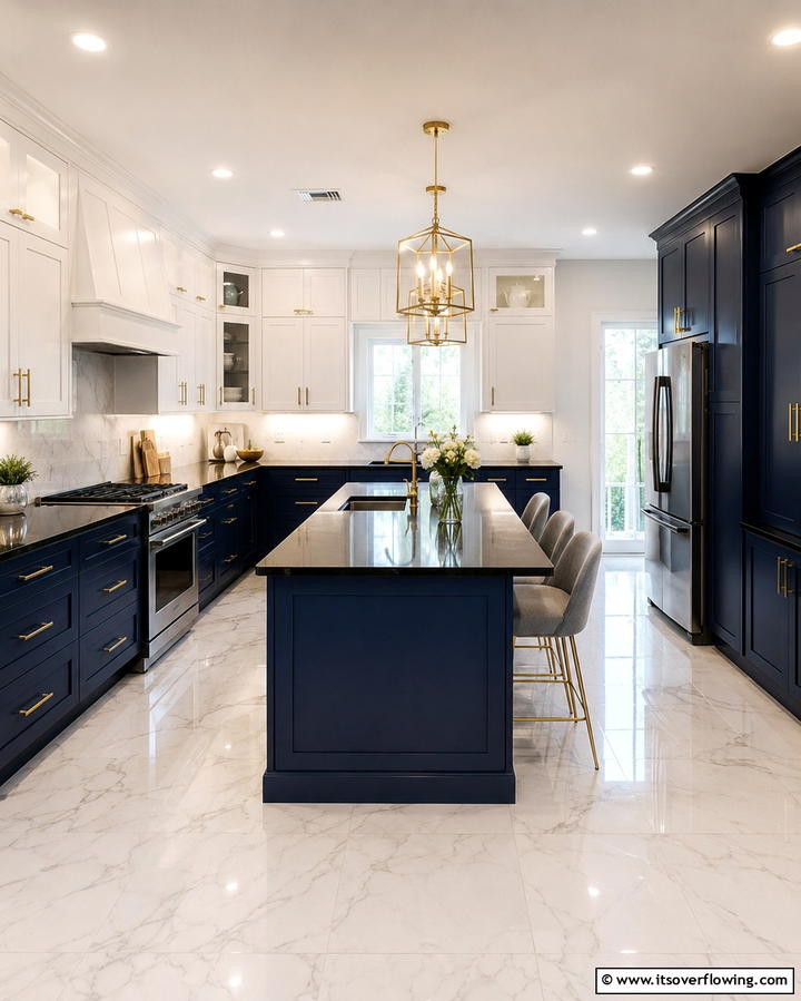 Two Toned Cabinetry Design - 25 Kitchen With White Cabinets and Black Countertops Ideas