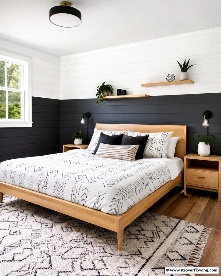 Two Toned Shiplap Walls - 25 Shiplap Bedroom Ideas for a Cozy and Chic Retreat