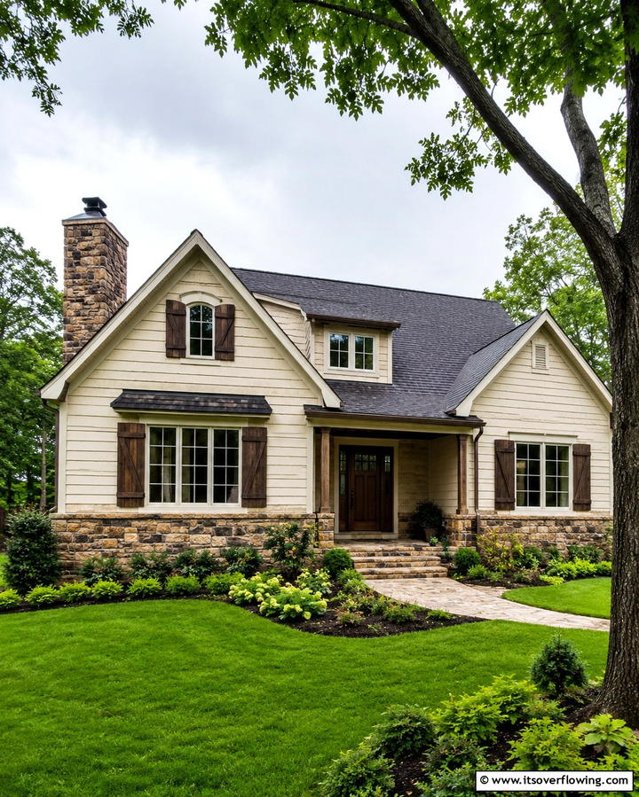 Two Toned Yellow Facade - 25 Yellow Exterior Home Ideas for a Bright Look