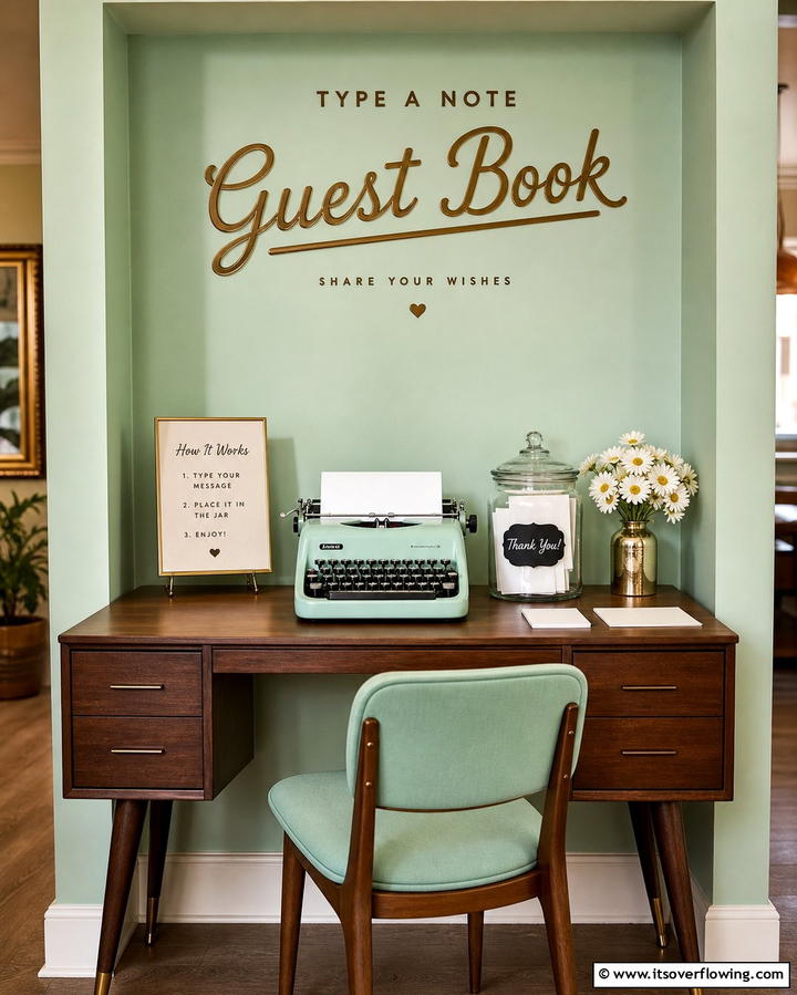 Typewriter Guest Book Station - 25 Vintage Wedding Ideas for a Nostalgic Celebration