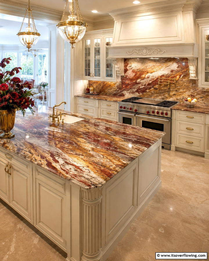 Typhoon Bordeaux Granite for Warm Elegance - 25 Granite Kitchen Countertop Ideas for Elegant Kitchens