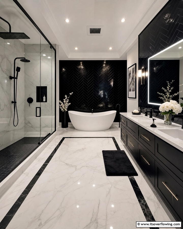 Ultimate Monochrome Retreat - 21 Classic Black & White Bathroom Designs for Contrast