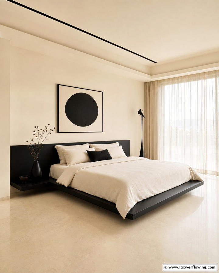 Ultimate Retreat Serenity in Simplicity - 21 Cream & Black Bedroom Ideas- Sophisticated Contrast