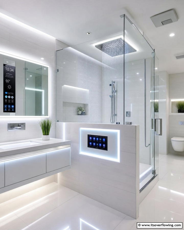 Ultra Modern Smart Shower - 30 Half-Wall Shower Ideas- Sleek Bathroom Design Solutions