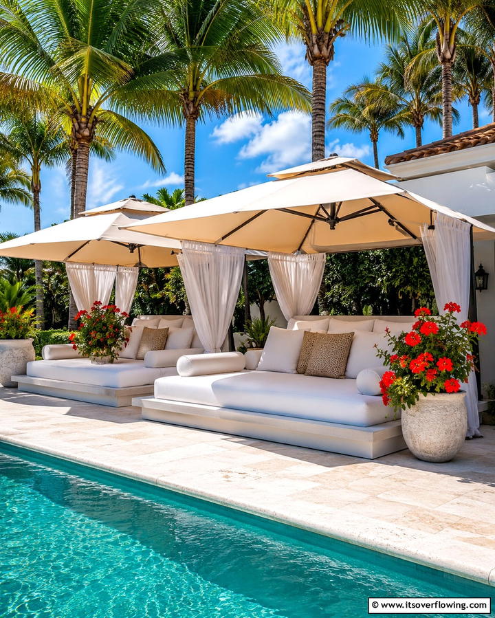 Umbrella Covered Daybeds - 30 Patio Furniture Ideas to Elevate Your Outdoor Space