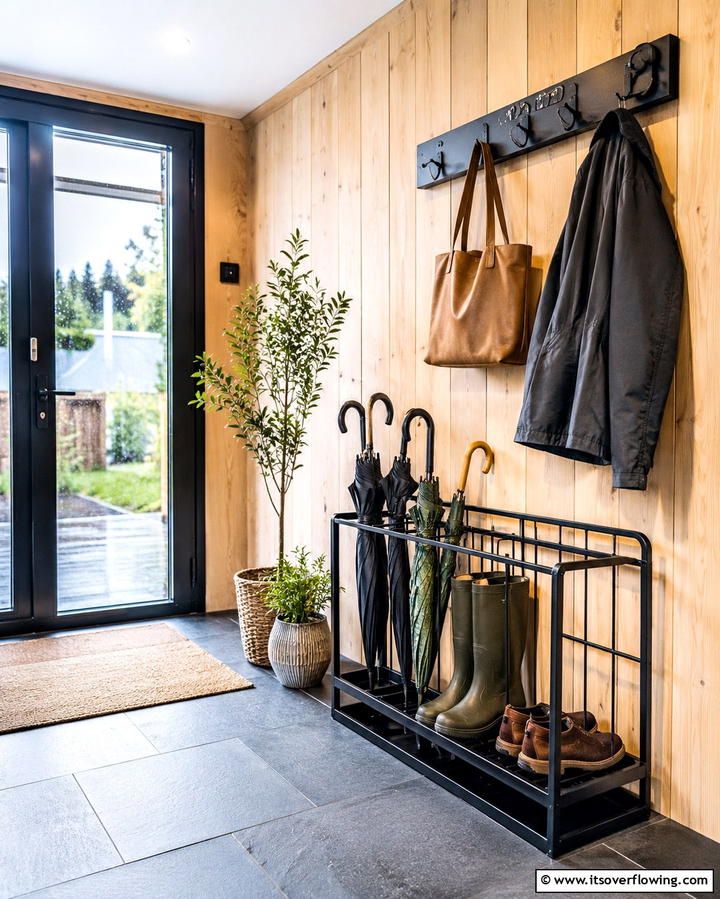 Umbrella Stand with Integrated Storage - 30 Mudroom Storage Ideas for a Clutter-Free Entryway