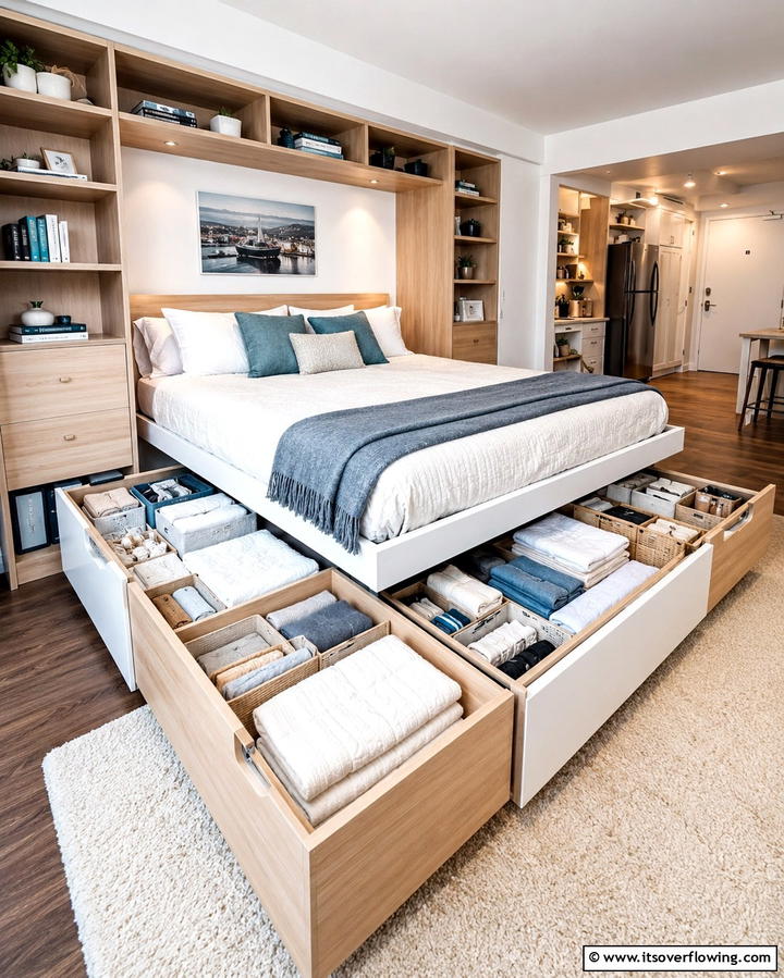 Under Bed Storage Innovations - 30 Studio Apartment Ideas to Maximize Small Space Efficiency