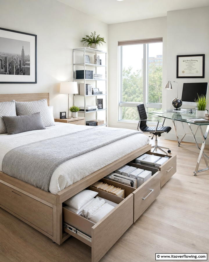 Under Bed Storage Options - 25 Office Guest Room Ideas for a Functional and Stylish Space