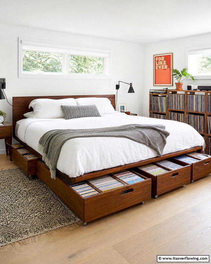 Under Bed Storage - 20 Vinyl Record Storage Ideas for Music Lovers