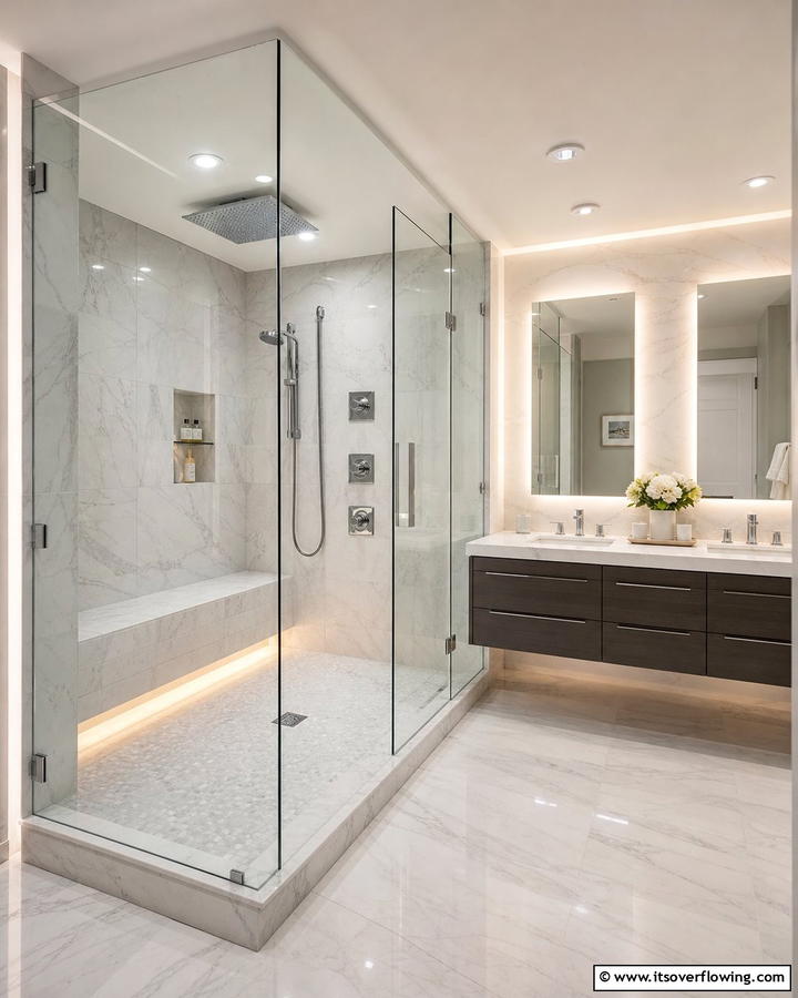 Under Bench Lighting - 20 Shower Lighting Ideas for a Bright and Inviting Bathroom