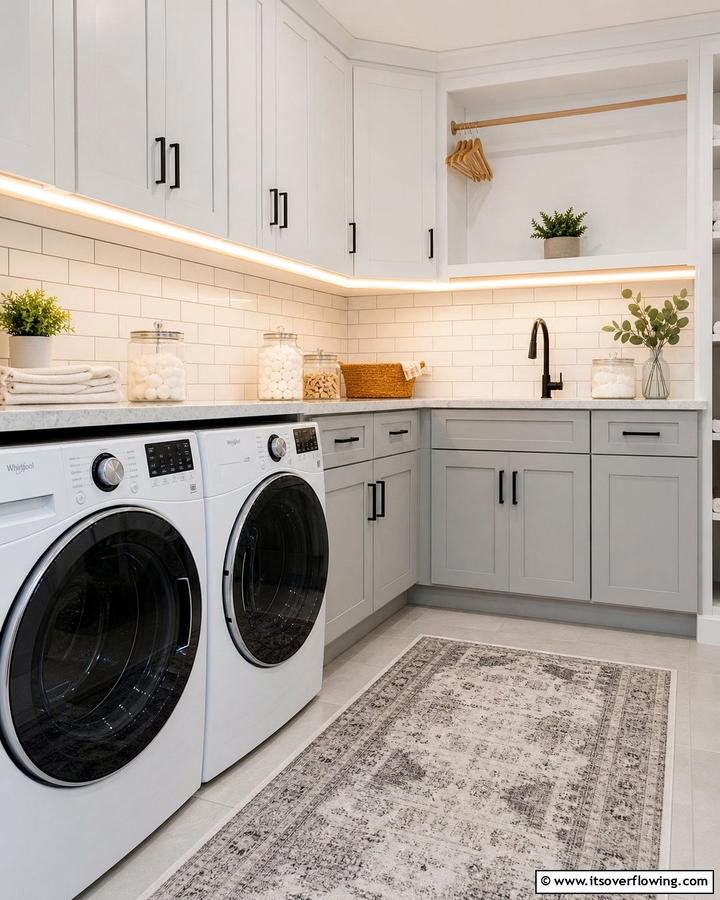 Under Cabinet LED Strips for Task Lighting - 20 Laundry Room Lighting Ideas to Brighten Your Space