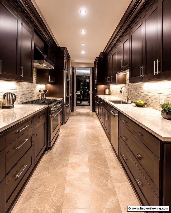 Under Cabinet Lighting - 30 Galley Kitchen Ideas for Efficient and Stylish Layouts