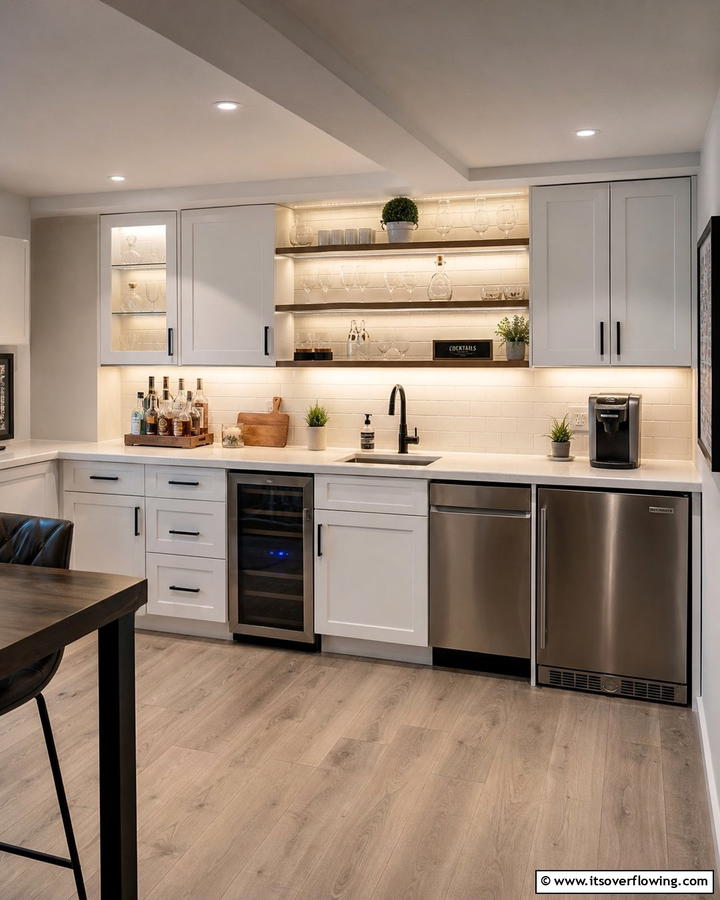 Under Cabinet Lighting for Practicality - 20 Basement Lighting Ideas to Brighten Your Space