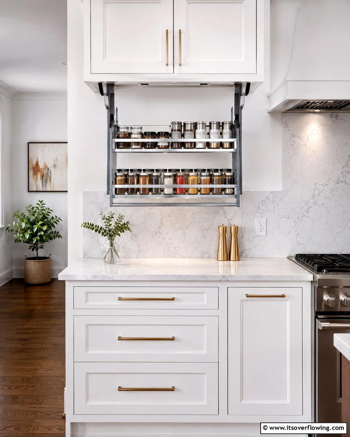 Under Cabinet Pull Down Rack - 25 Spice Rack Ideas to Organize Your Kitchen