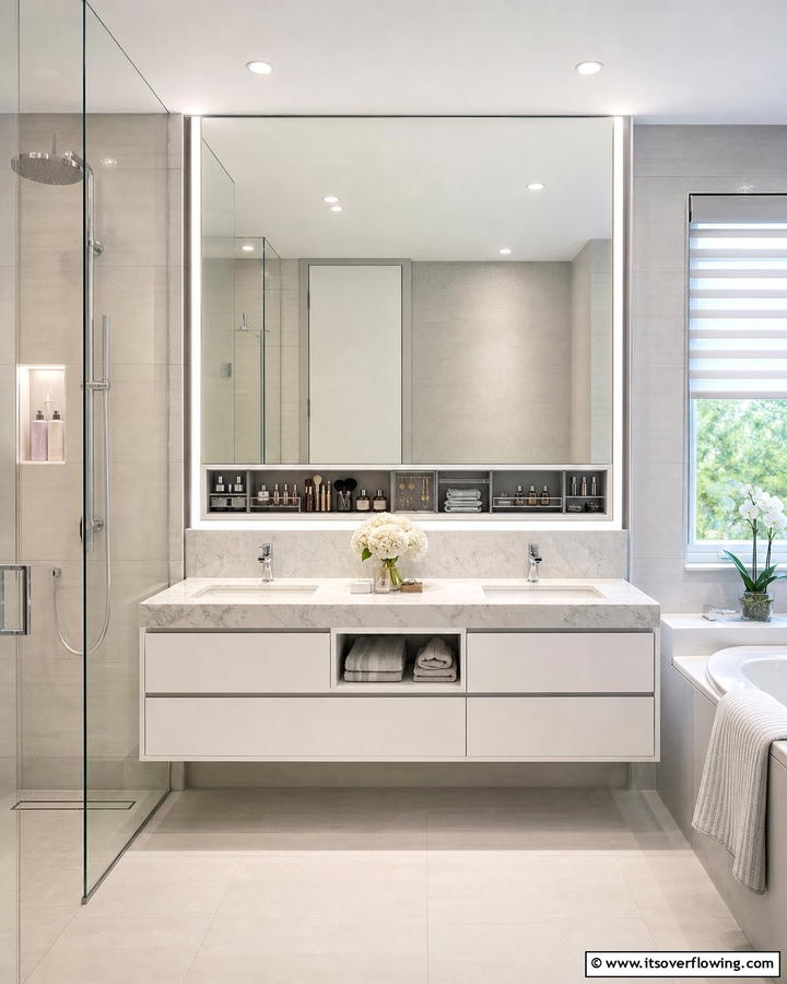 Under Mirror Storage Concealed Efficiency - 21 Bathroom Organization Ideas for a Clutter-Free Morning Routine