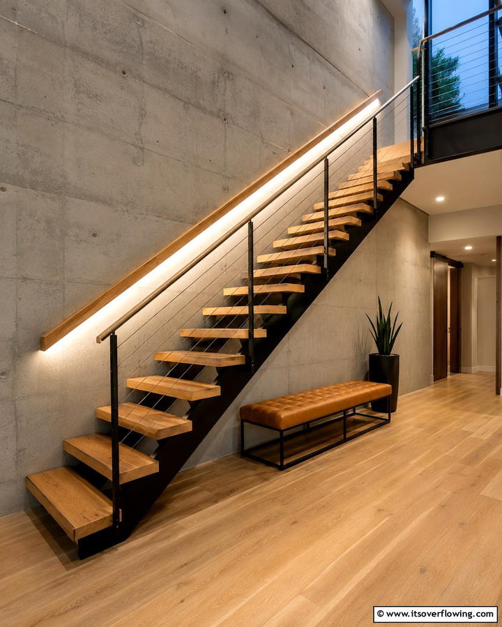 Under Railing Lighting for a Smooth Glow - 25 Staircase Lighting Ideas to Illuminate Your Home