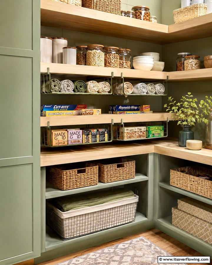 Under Shelf Baskets for Extra Layers - 25 Small Pantry Ideas to Maximize Your Storage Space