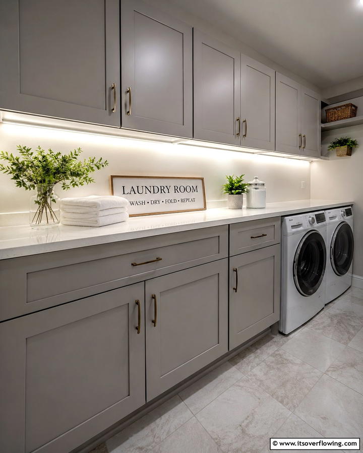 Under Shelf Lighting - 25 Laundry Closet Ideas for Small Spaces