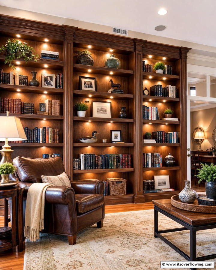 Under Shelf Puck Lights for Targeted Illumination - 20 Bookshelf Lighting Ideas- Illuminate Your Collection