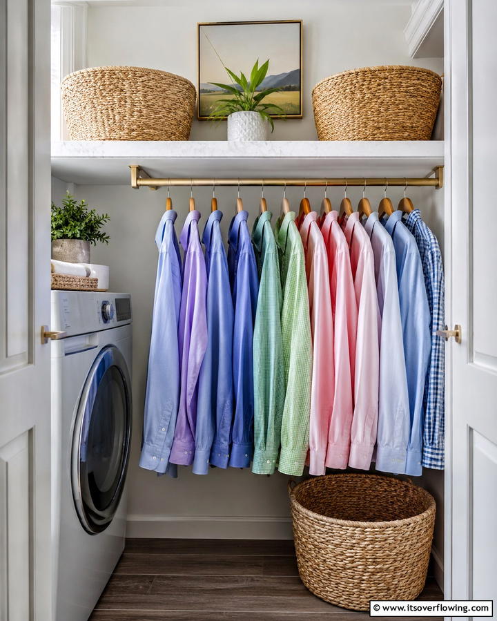 Under Shelf Rods - 25 Laundry Closet Ideas for Small Spaces