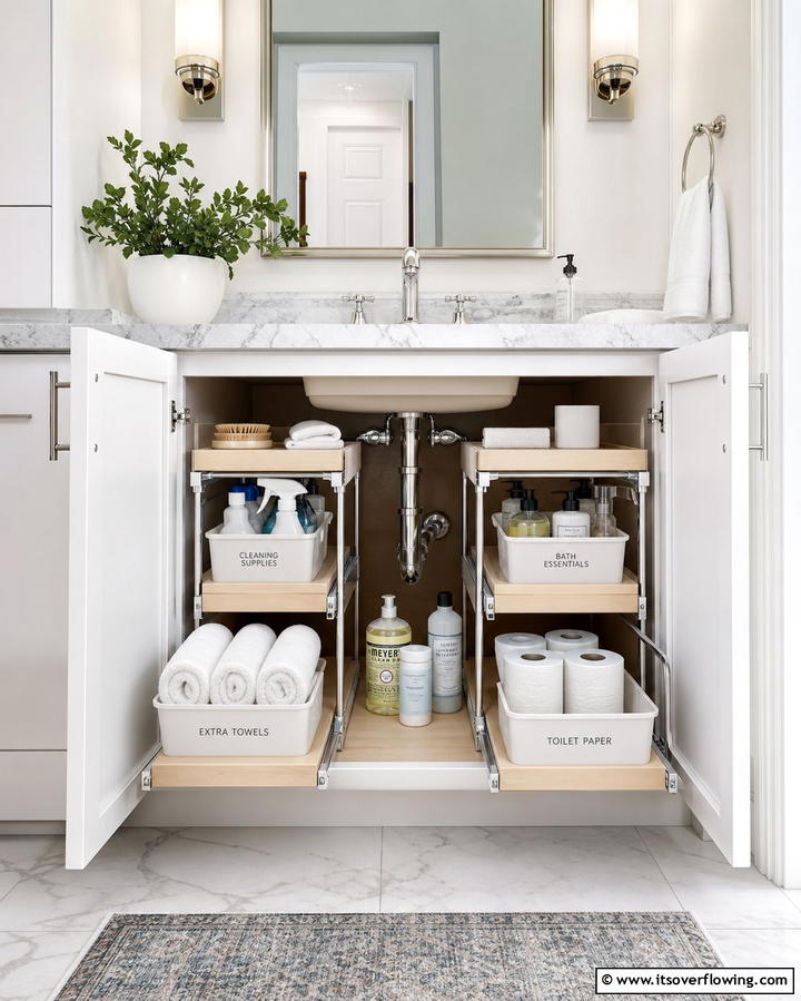 Under Sink Shelving Solutions - 25 Bathroom Shelf Ideas for Organized and Stylish Storage