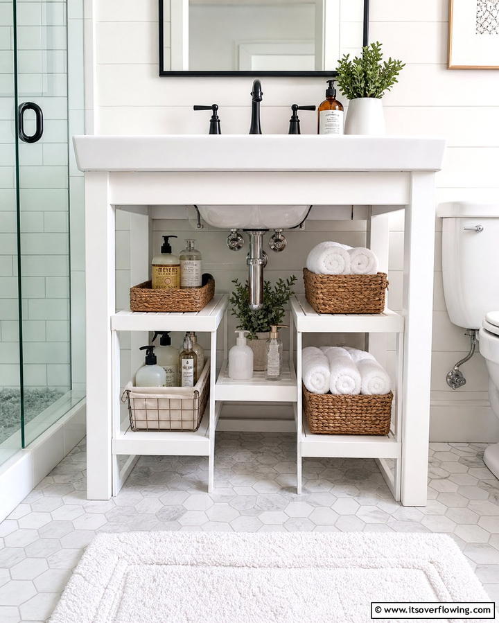 Under Sink Shelving - 25 Bathroom Shelf Ideas for Organized and Stylish Storage