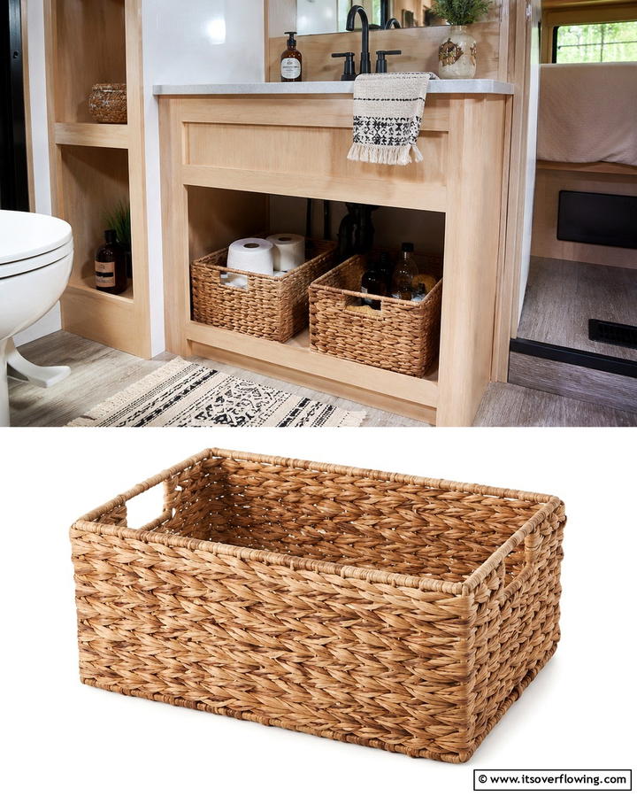 Under Sink Storage Baskets - 25 Small RV Bathroom Ideas for Compact Spaces