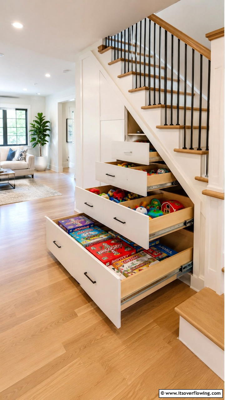 Under Stair Storage Drawers - 21 Smart Toy Storage Ideas to Declutter Kids’ Spaces Efficiently