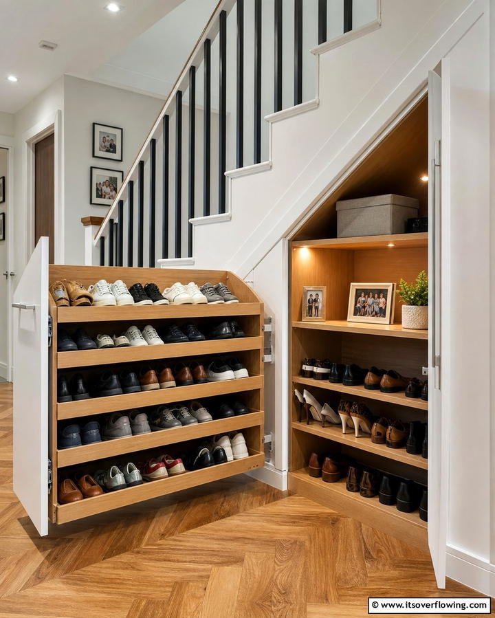 Under Stairs Shoe Storage - 25 Entryway Shoe Storage Ideas to Keep Your Home Tidy