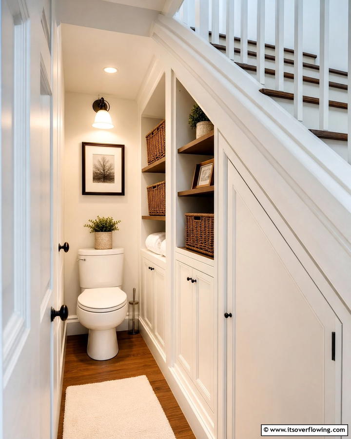 Under Stairs Storage Integration - 25 Downstairs Toilet Ideas for Small Spaces