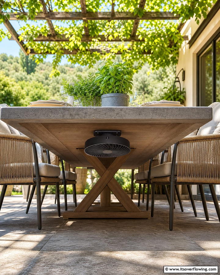 Under Table Fans for Discreet Cooling - 20 Patio Fan Ideas to Keep Your Outdoor Space Cool