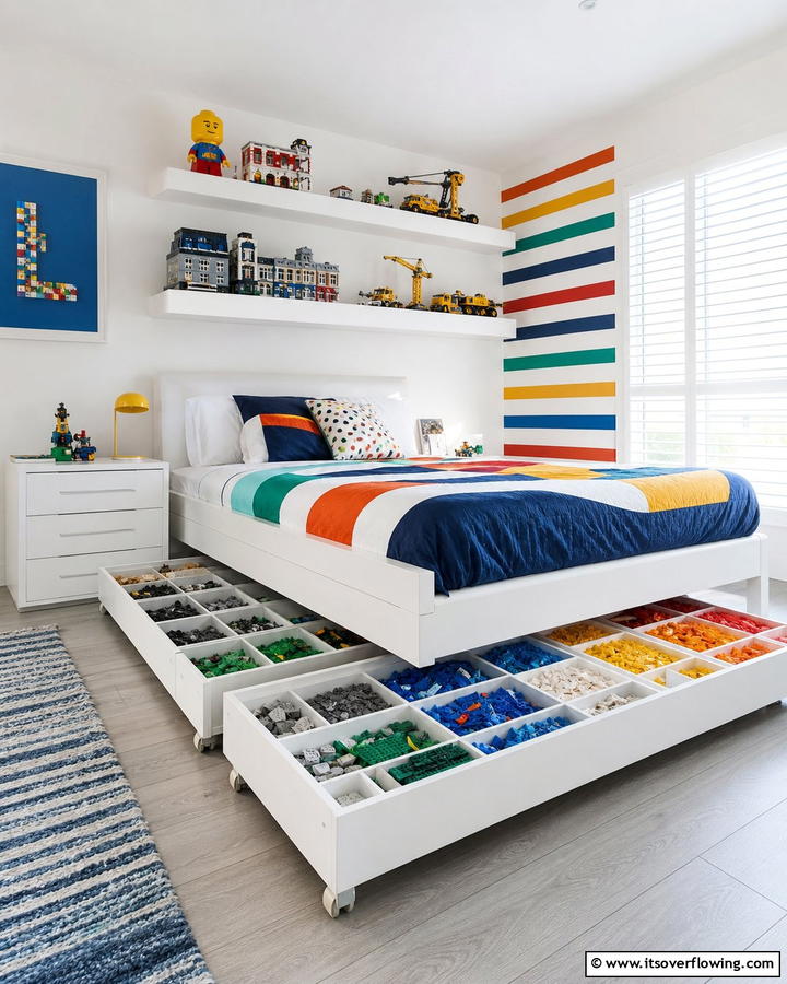 Under bed Lego Drawers - 30 Creative Lego Storage Ideas to Organize Kids’ Spaces