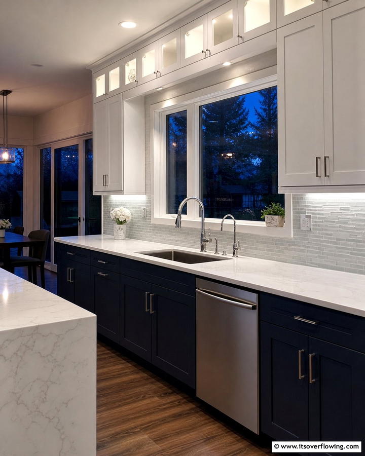 Under cabinet Sink Lighting Features - 30 Kitchen Sink Ideas Combining Function and Style