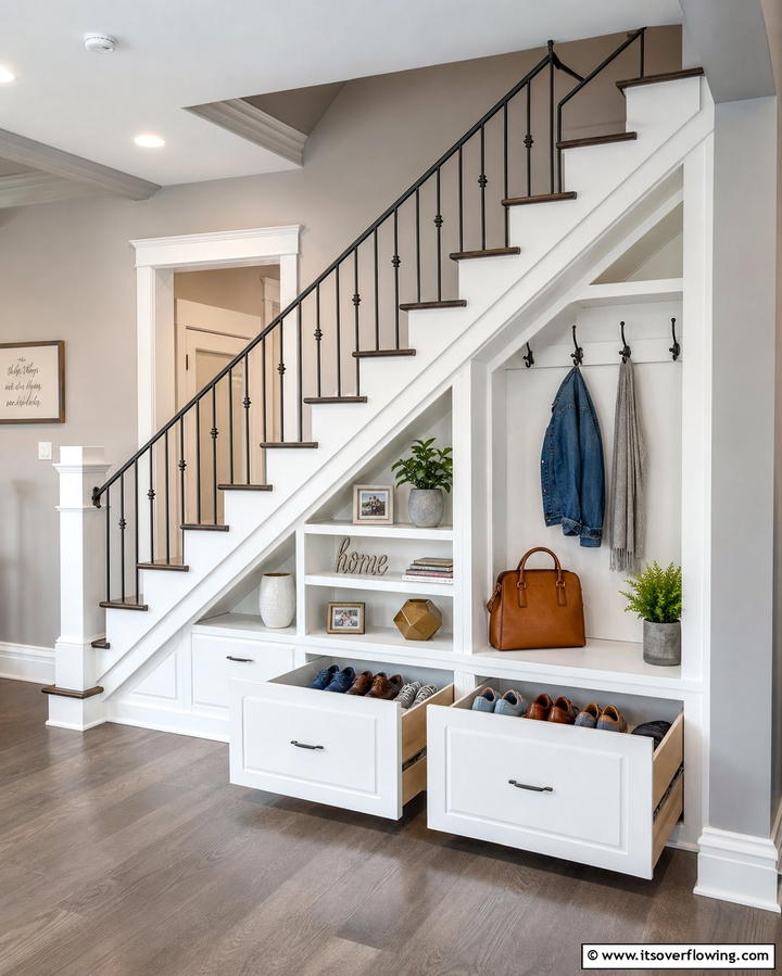 Under the Stairs Storage Nook - 25 Drop Zone Ideas to Keep Your Home Organized and Tidy