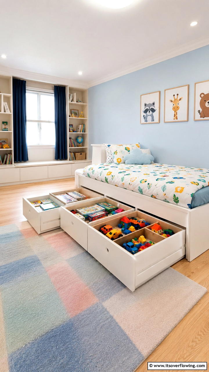 Underbed Storage Drawers - 21 Smart Toy Storage Ideas to Declutter Kids’ Spaces Efficiently