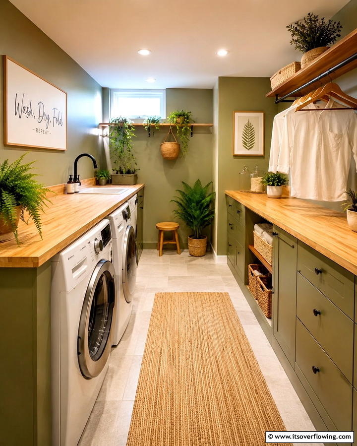 Understated Efficiency with Custom Cabinets - 30 Basement Laundry Room Ideas for Functional Utility Spaces