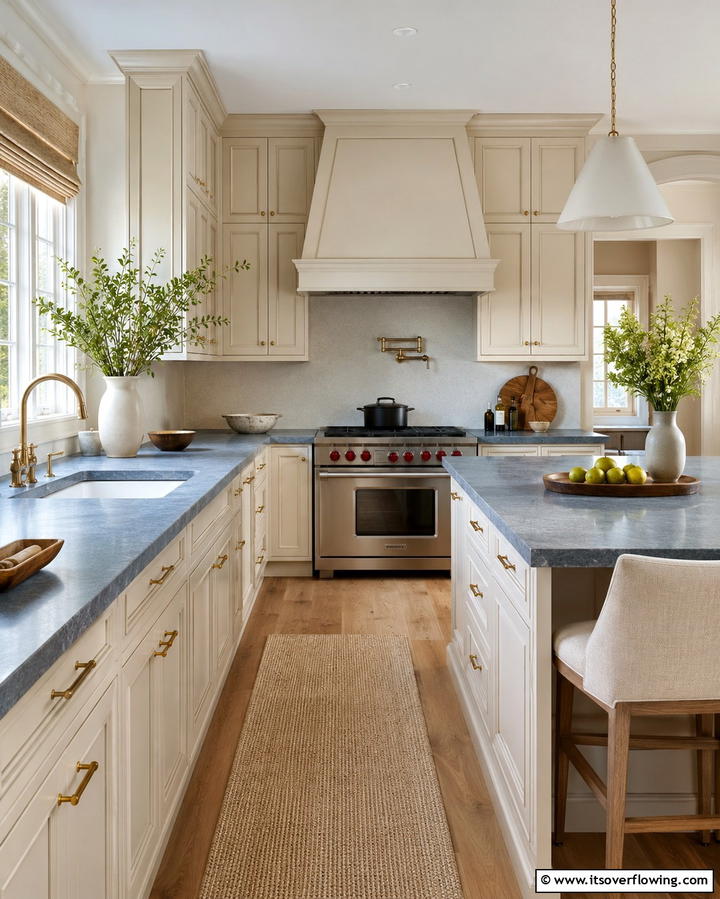 Understated Elegance with Muted Blues - 30 Blue Countertop Kitchen Ideas for Bold Statement Spaces