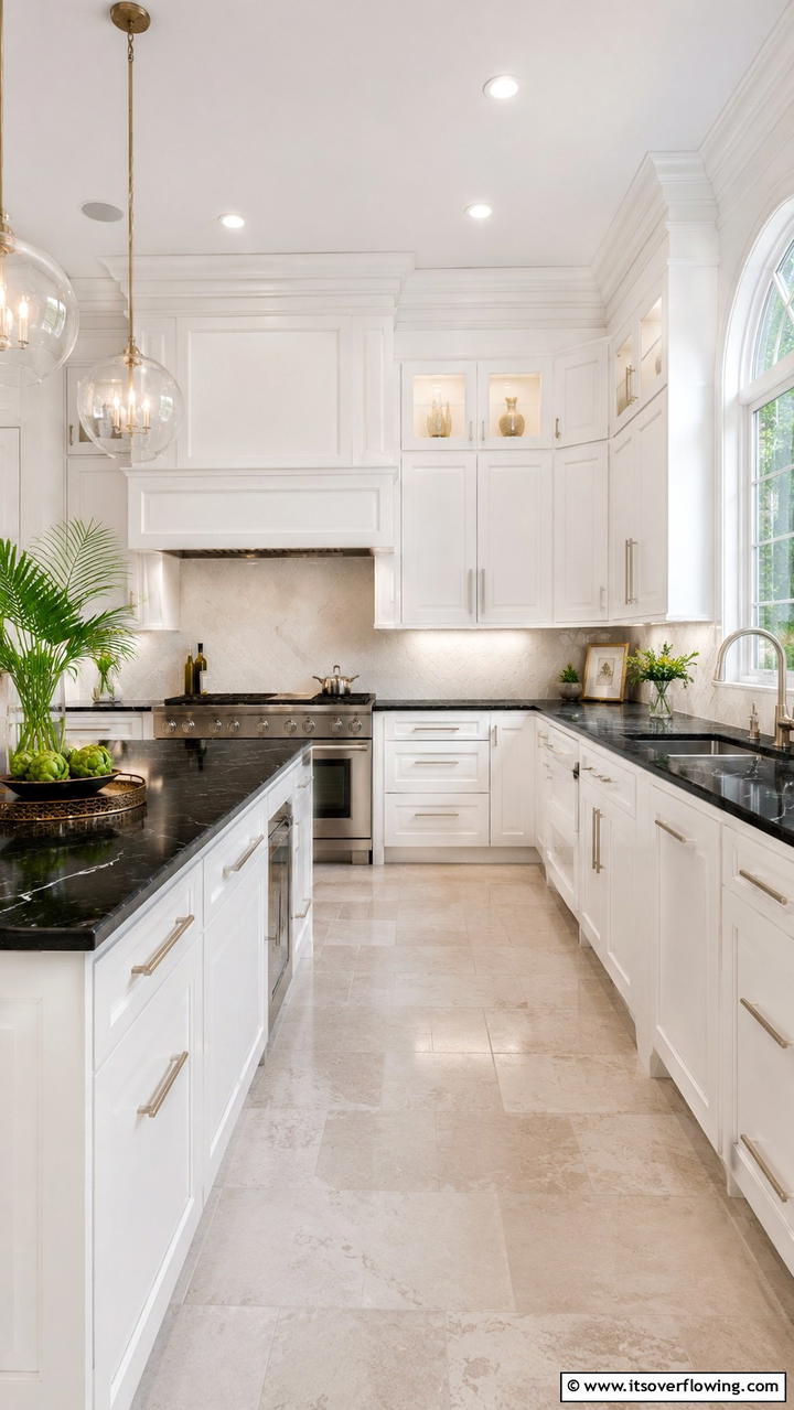Understated Luxury - 21 White Kitchen with Black Countertops Design Ideas