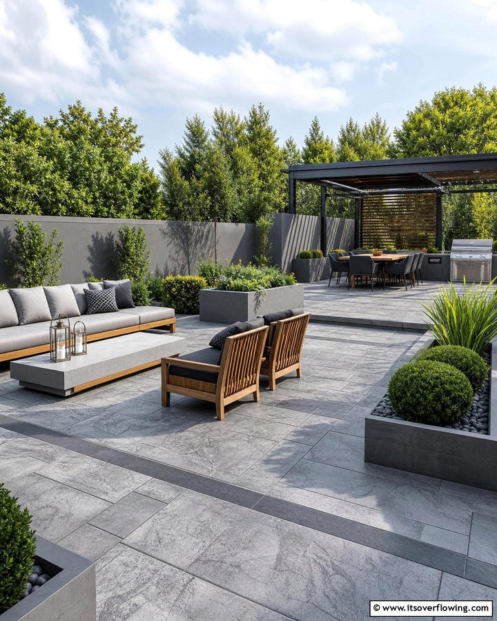 Understated Modern Flair - 21 Stamped Concrete Patio Designs to Elevate Outdoor Spaces