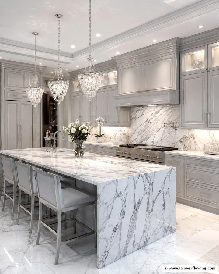Understated Opulence - 30 Grey and White Kitchen Ideas for Timeless Monochromatic Design
