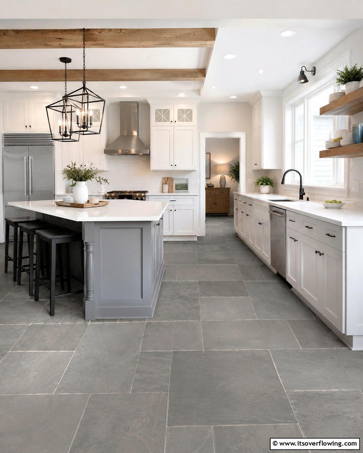 Understated Sophistication with Gray Slate - 25 Kitchens With Slate Floors for a Durable and Stylish Look